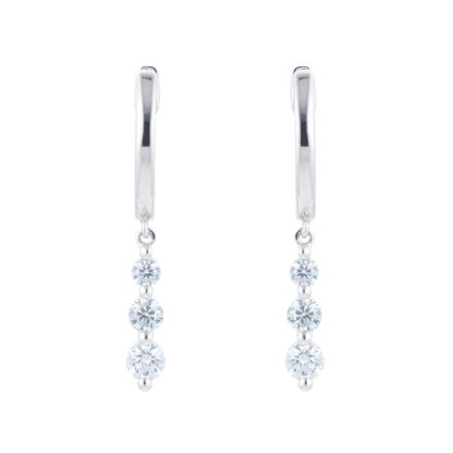 9ct White Gold 0.50cttw 3 Stone Stud Earrings