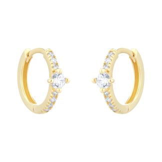 9ct Yellow Gold Cubic Zirconia Hoop Earrings