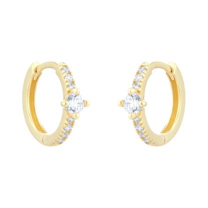 9ct Yellow Gold Cubic Zirconia Hoop Earrings