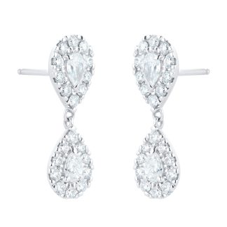 Amelia 18ct White Gold 1.15cttw Diamond Pear Cut Drop Earrings