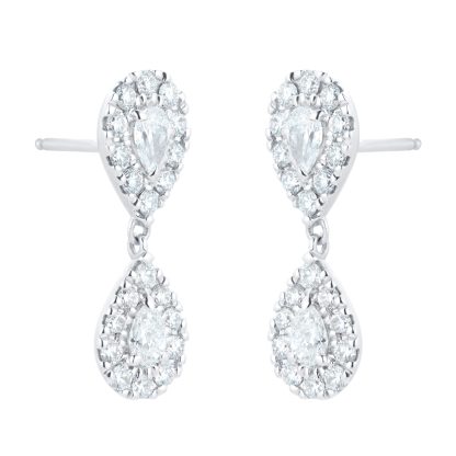 Amelia 18ct White Gold 1.15cttw Diamond Pear Cut Drop Earrings