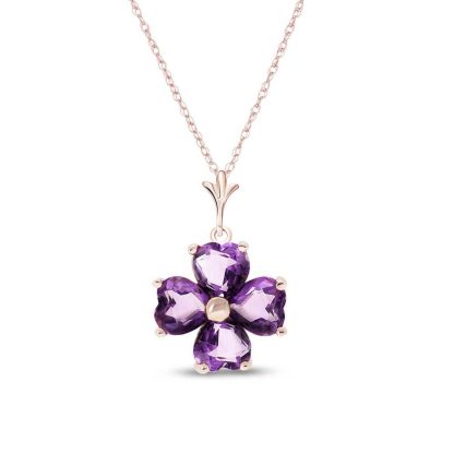 Amethyst Flora Pendant Necklace in 9ct Rose Gold