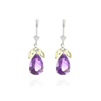 Amethyst & White Topaz Claudia Petal Drop Earrings in 9ct White Gold