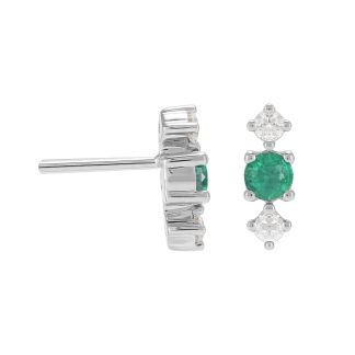 Carrington 18ct White Gold Emerald & Diamond Stud Earrings