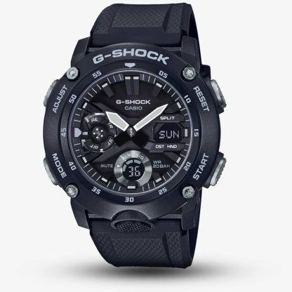 Casio G Shock Classic Carbon Core Guard Chronograph Dual Display Black Plastic Strap Watch GA-2000S-1AER