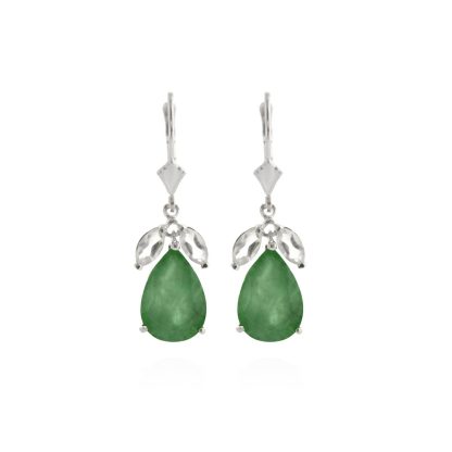 Emerald & White Topaz Claudia Petal Drop Earrings in 9ct White Gold