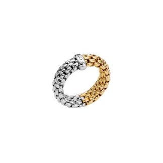 Essentials 18ct White & Yellow Gold Ring - Size Large