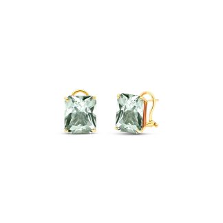 Green Amethyst Ebony Classic Stud Earrings in 9ct Gold