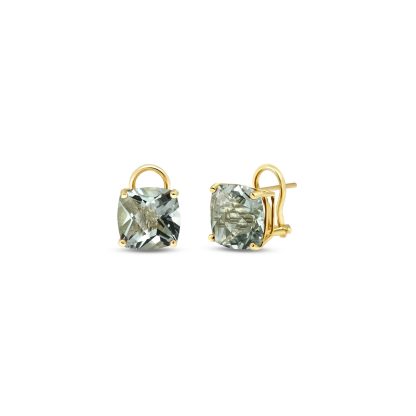 Green Amethyst Riley Stud Earrings in 9ct Gold