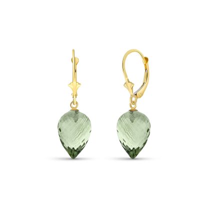 Green Amethyst Salma Dimensional Drop Earrings in 9ct Gold