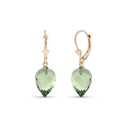 Green Amethyst Salma Dimensional Drop Earrings in 9ct Rose Gold