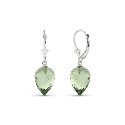 Green Amethyst Salma Dimensional Drop Earrings in 9ct White Gold