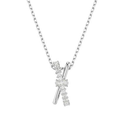 Hyperbola Silver Coloured Cubic Zirconia Band Pendant Necklace