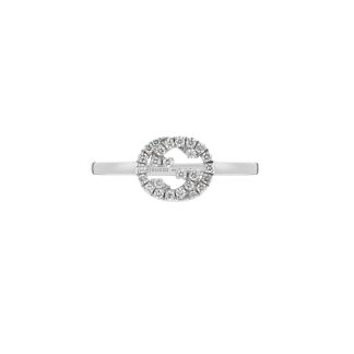 Interlocking G 18ct White Gold 0.12ct Diamond Ring - Ring Size M