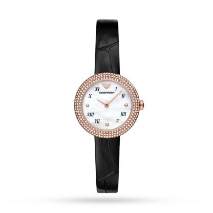 Ladies Black Leather Watch