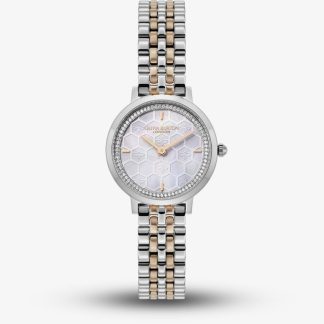 Olivia Burton Ladies Ultra Slim Honeycomb Grey Dial Watch 24000265