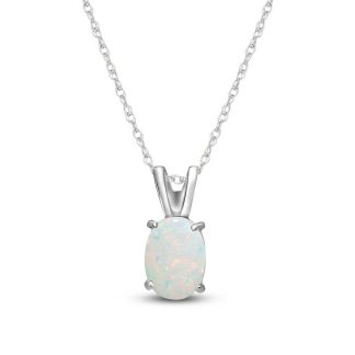 Opal Barcelona Pendant Necklace in 9ct White Gold