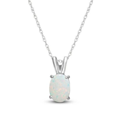 Opal Barcelona Pendant Necklace in 9ct White Gold