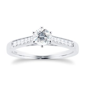 Platinum Brilliant Cut 0.42 Carat 88 Facet Diamond Ring - Ring Size N