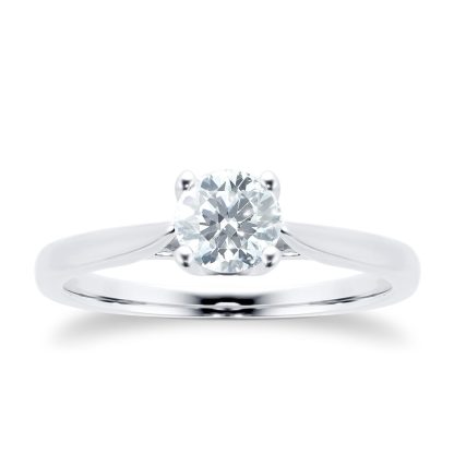 Platinum Brilliant Cut 0.50ct Goldsmiths Brightest Diamond Ring - Ring Size N