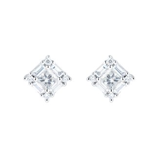 Renee 18ct White Gold 0.68cttw Mixed Cut Diamond Stud Earrings