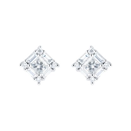 Renee 18ct White Gold 0.68cttw Mixed Cut Diamond Stud Earrings