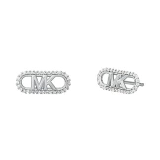 Sterling Silver Pave Logo Stud Earrings