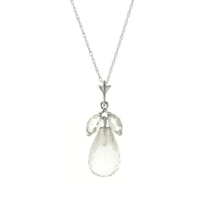 White Topaz Claudia Petal Drop Pendant Necklace in 9ct White Gold