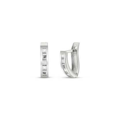 White Topaz Farrah Mosaic Huggie Earrings in 9ct White Gold