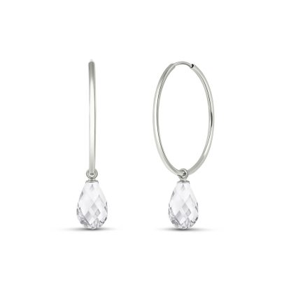 White Topaz Phoebe Dimensional Hoop Earrings in 9ct White Gold