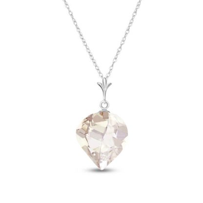 White Topaz Salma Dimensional Abstract Pendant Necklace in 9ct White Gold