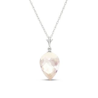 White Topaz Savannah Drop Pendant Necklace in 9ct White Gold