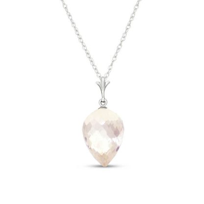 White Topaz Savannah Drop Pendant Necklace in 9ct White Gold