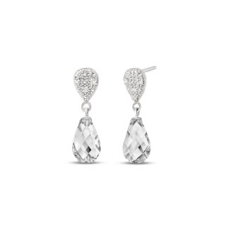 White Topaz & Diamond Coraline Vintage Drop Earrings in 9ct White Gold