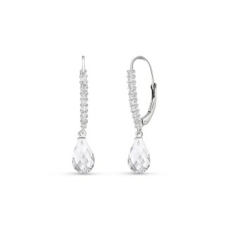 White Topaz & Diamond Gaia Embellished Drop Earrings in 9ct White Gold