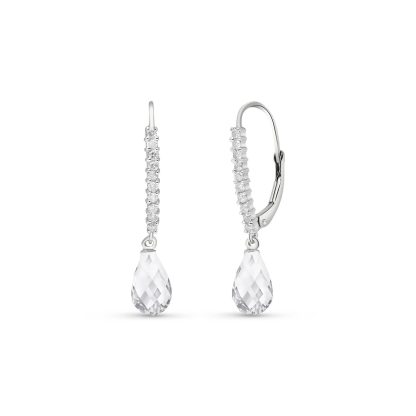 White Topaz & Diamond Gaia Embellished Drop Earrings in 9ct White Gold