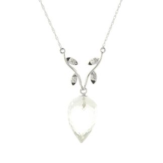 White Topaz & Diamond Gwen Dimensional Vine Pendant Necklace in 9ct White Gold