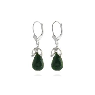 White Topaz & Emerald Claudia Petal Drop Earrings in 9ct White Gold