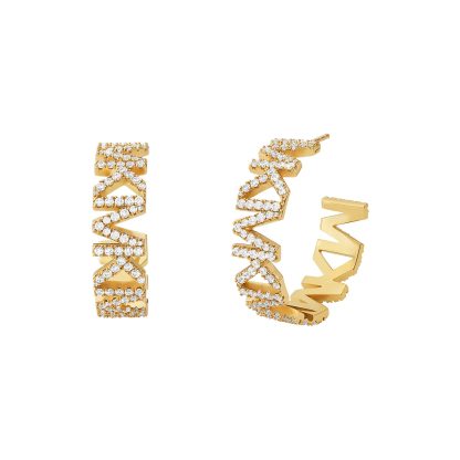 Yellow Gold Coloured MK Logo Crystal Hoop Earrings