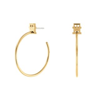 Yellow Gold Coloured Monogram Hoop Earrings