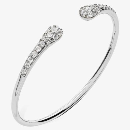 Lucy Quartermaine Silver Skinny Drip White Topaz Twist Bangle SDBG1