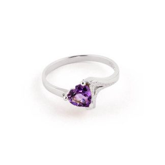 Amethyst Signature Textured Heart Ring in 9ct White Gold
