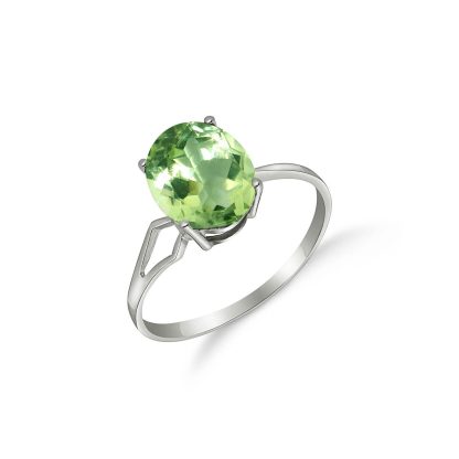 Green Amethyst Madeleine Classic Signature Ring in 9ct White Gold