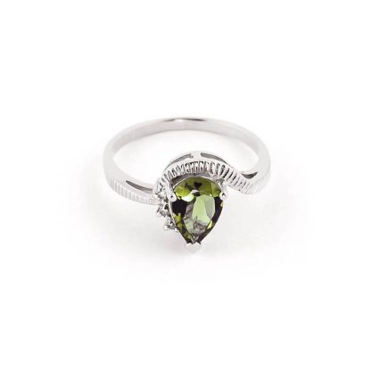 Green Amethyst & Diamond Katrina Belle Abstract Ring in 9ct White Gold