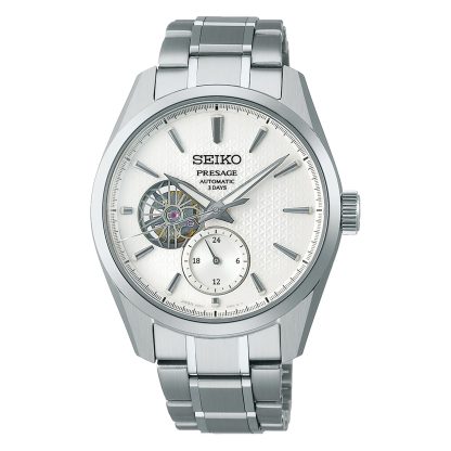 Presage 'Shiro' Sharp-Edged Open Heart 40mm Mens Watch White