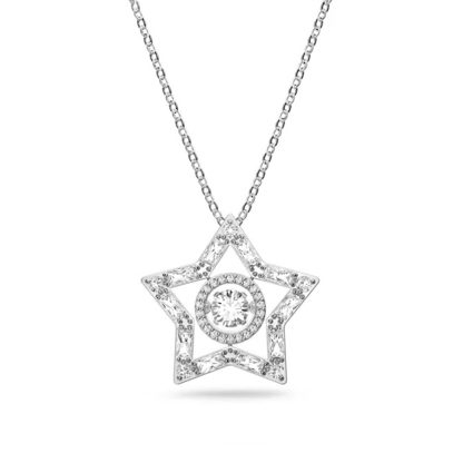 Silver Coloured Stella Star Cubic Zirconia Pendant