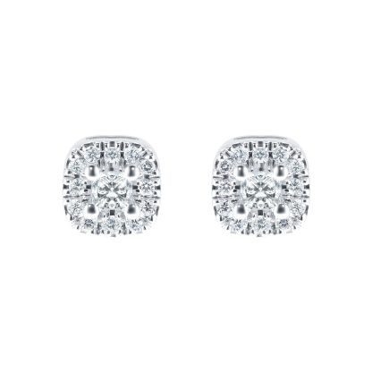18ct White Gold 0.20ct Goldsmiths Brightest Diamond Princess Halo Stud Earrings