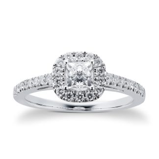 18ct White Gold Princess Cut 0.65 Carat 88 Facet Diamond Ring - Ring Size M