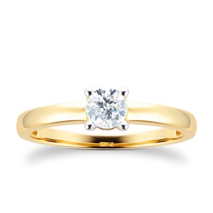 18ct Yellow Gold 0.40ct Solitaire Engagement Ring - Ring Size N