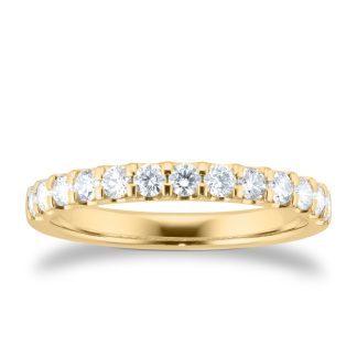 18ct Yellow Gold 0.50ct Diamond Claw Set Eternity Ring - Ring Size J